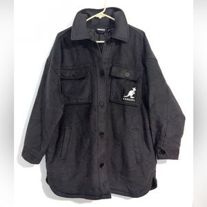 H&M Kangol Shirt Jacket Oversized Coat Size M Casual Long Sleeve Shacket X Gray